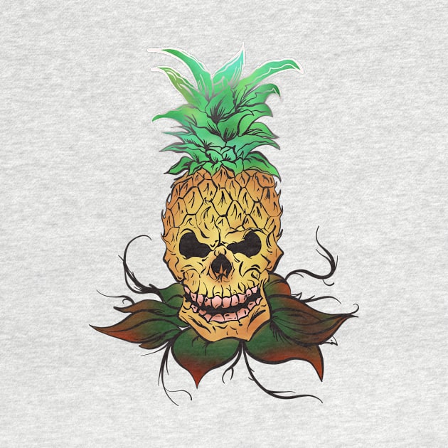 Pineapple Skull white and gray fade out by Danispolez_illustrations